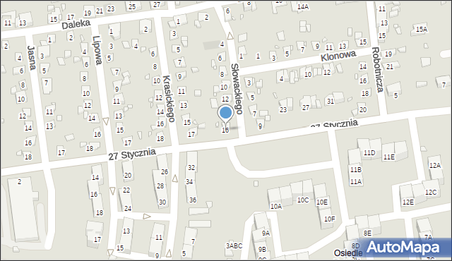 Czeladź, Słowackiego Juliusza, 16, mapa Czeladź