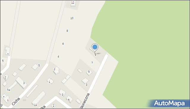 Czerwin, Słoneczna, 9, mapa Czerwin