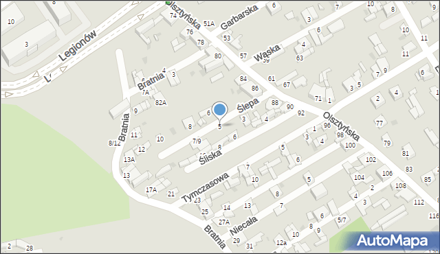 Częstochowa, Ślepa, 5, mapa Częstochowy