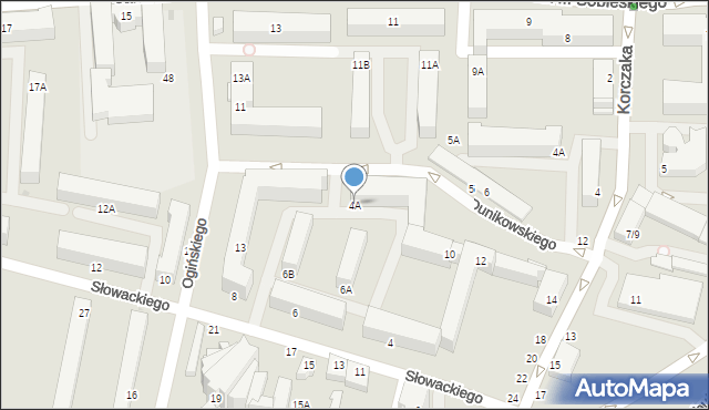 Częstochowa, Słowackiego Juliusza, 4A, mapa Częstochowy