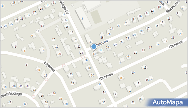 Czyżew, Słoneczna, 33, mapa Czyżew