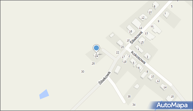 Dąbrowa, Śliwkowa, 24, mapa Dąbrowa