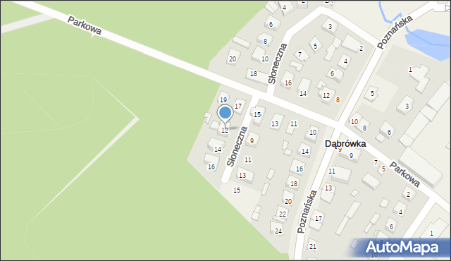 Dąbrówka, Słoneczna, 12, mapa Dąbrówka