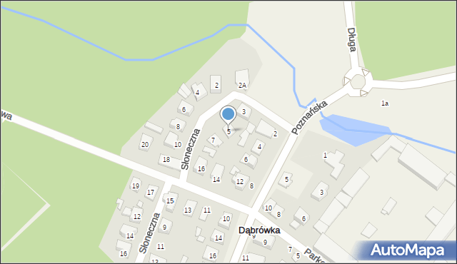 Dąbrówka, Słoneczna, 5, mapa Dąbrówka