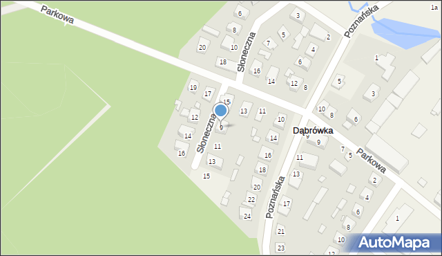 Dąbrówka, Słoneczna, 9, mapa Dąbrówka