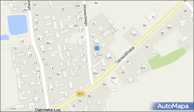 Dąbrówka-Ług, Słowackiego Juliusza, 2, mapa Dąbrówka-Ług
