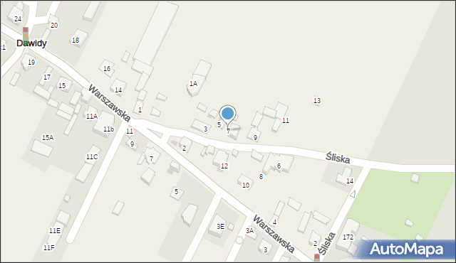 Dawidy, Śliska, 7, mapa Dawidy