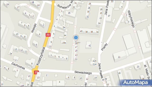 Dębno, Słowackiego Juliusza, 19, mapa Dębno