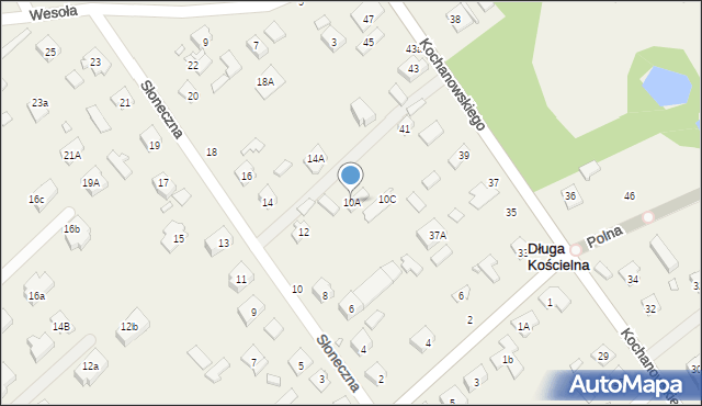 Długa Kościelna, Słoneczna, 10A, mapa Długa Kościelna