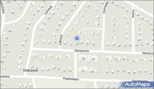 Dobczyce, Słoneczna, 14, mapa Dobczyce