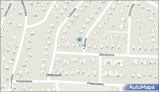 Dobczyce, Słoneczna, 8, mapa Dobczyce