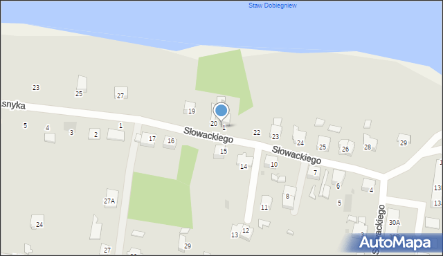 Dobiegniew, Słowackiego Juliusza, 21, mapa Dobiegniew