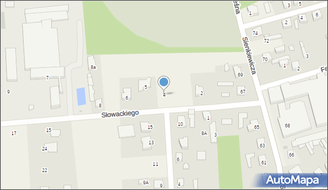 Dobroń, Słowackiego Juliusza, 4, mapa Dobroń