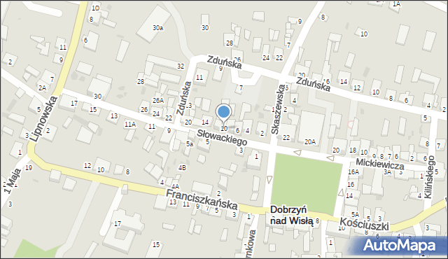 Dobrzyń nad Wisłą, Słowackiego Juliusza, 10, mapa Dobrzyń nad Wisłą