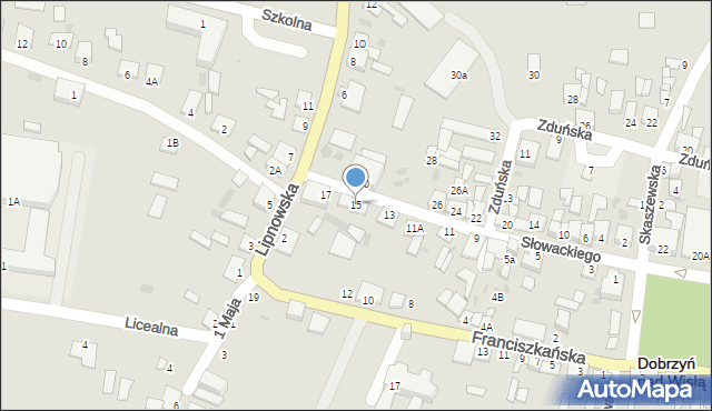 Dobrzyń nad Wisłą, Słowackiego Juliusza, 15, mapa Dobrzyń nad Wisłą