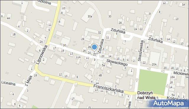Dobrzyń nad Wisłą, Słowackiego Juliusza, 22, mapa Dobrzyń nad Wisłą