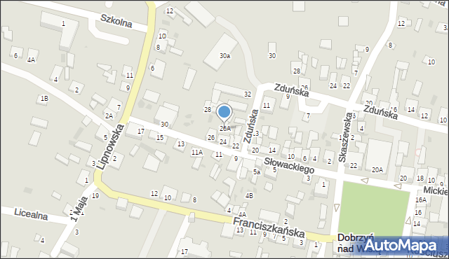 Dobrzyń nad Wisłą, Słowackiego Juliusza, 26A, mapa Dobrzyń nad Wisłą