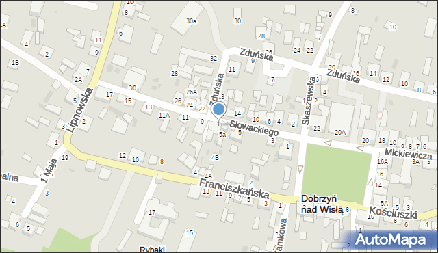 Dobrzyń nad Wisłą, Słowackiego Juliusza, 7, mapa Dobrzyń nad Wisłą