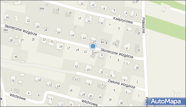 Dominów, Słoneczne Wzgórze, 11, mapa Dominów