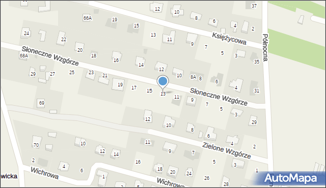 Dominów, Słoneczne Wzgórze, 13, mapa Dominów