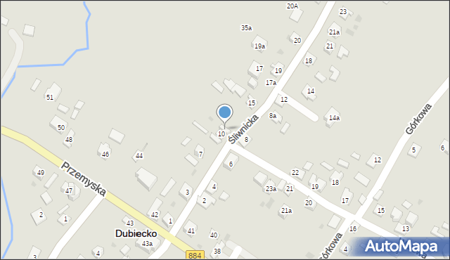 Dubiecko, Śliwnicka, 11, mapa Dubiecko