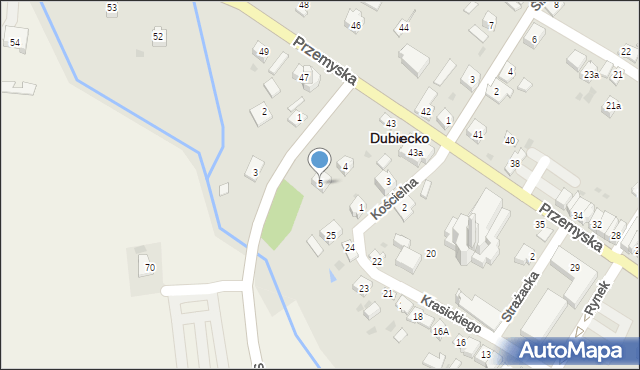 Dubiecko, Słowackiego Juliusza, 5, mapa Dubiecko