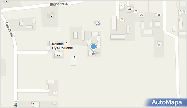 Dys, Słoneczna, 10, mapa Dys