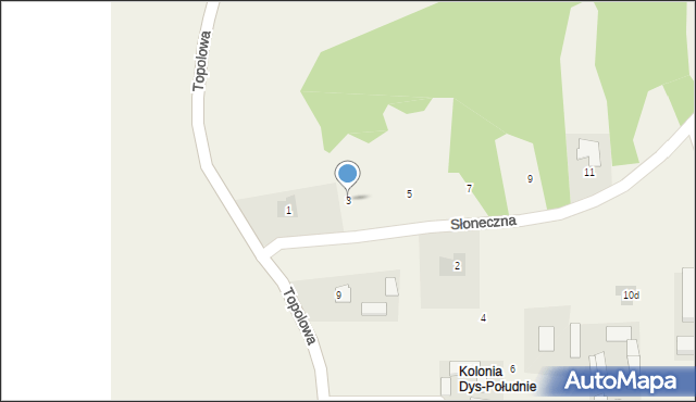 Dys, Słoneczna, 3, mapa Dys