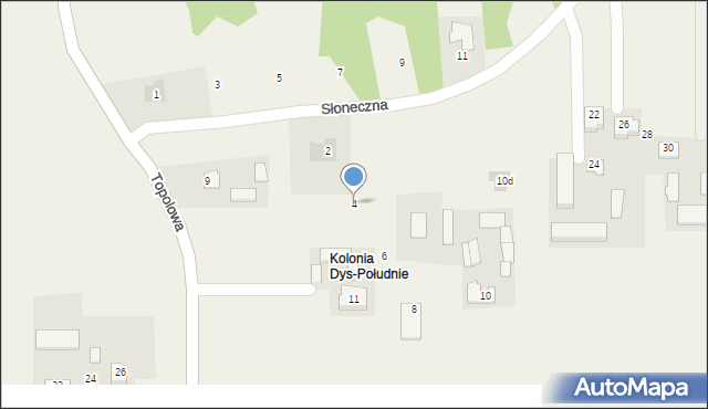 Dys, Słoneczna, 4, mapa Dys