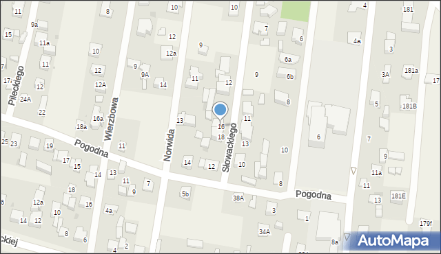 Dziekanów Leśny, Słowackiego Juliusza, 16, mapa Dziekanów Leśny