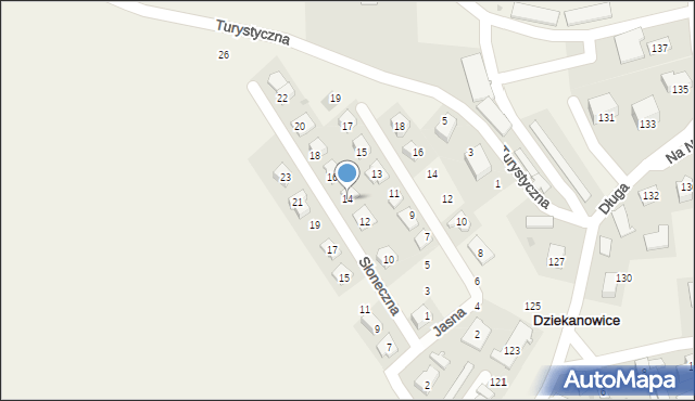 Dziekanowice, Słoneczna, 14, mapa Dziekanowice