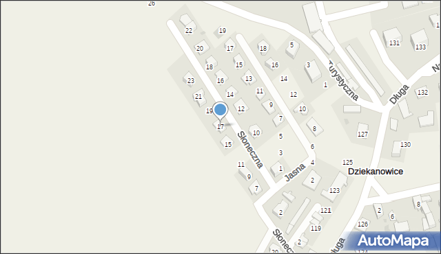 Dziekanowice, Słoneczna, 17, mapa Dziekanowice