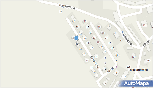 Dziekanowice, Słoneczna, 21, mapa Dziekanowice