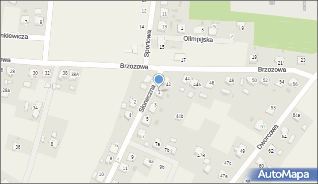 Dziergowice, Słoneczna, 1, mapa Dziergowice