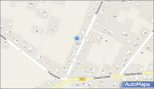 Dziergowice, Słoneczna, 10, mapa Dziergowice