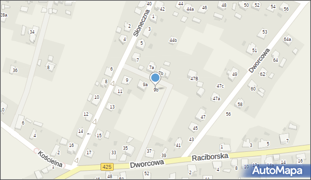 Dziergowice, Słoneczna, 9b, mapa Dziergowice