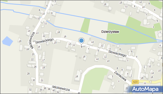 Dzierżysław, Słowackiego Juliusza, 9, mapa Dzierżysław