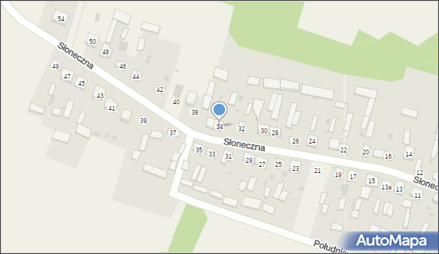 Dziewule, Słoneczna, 34, mapa Dziewule