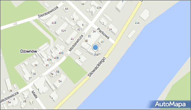 Dziwnów, Słowackiego Juliusza, 20A, mapa Dziwnów
