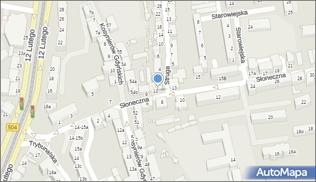 Elbląg, Słoneczna, 11a, mapa Elbląga