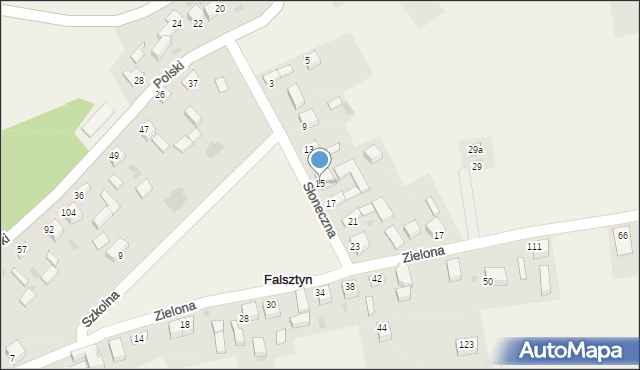 Falsztyn, Słoneczna, 15, mapa Falsztyn