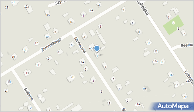 Garwolin, Słoneczna, 1, mapa Garwolin