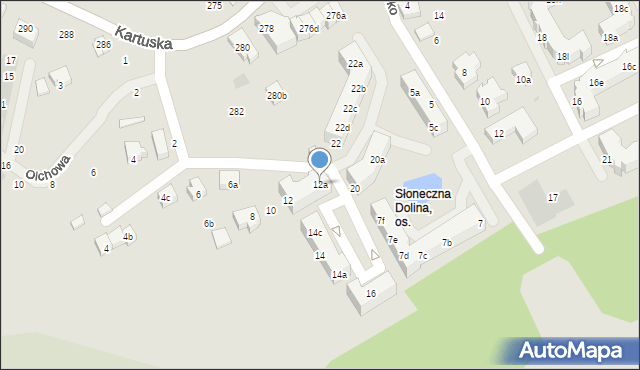 Gdańsk, Słoneczna Dolina, 12a, mapa Gdańska