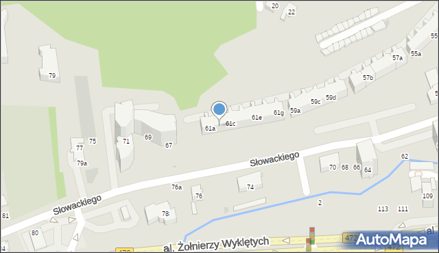Gdańsk, Słowackiego Juliusza, 61b, mapa Gdańska