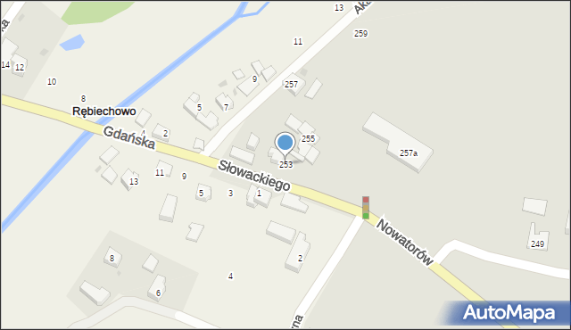 Gdańsk, Słowackiego Juliusza, 253, mapa Gdańska