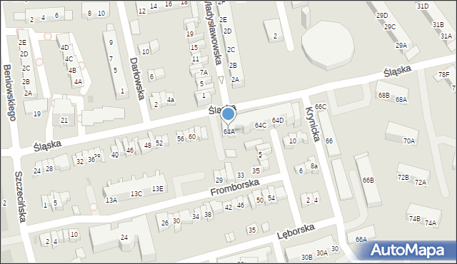 Gdańsk, Śląska, 64A, mapa Gdańska