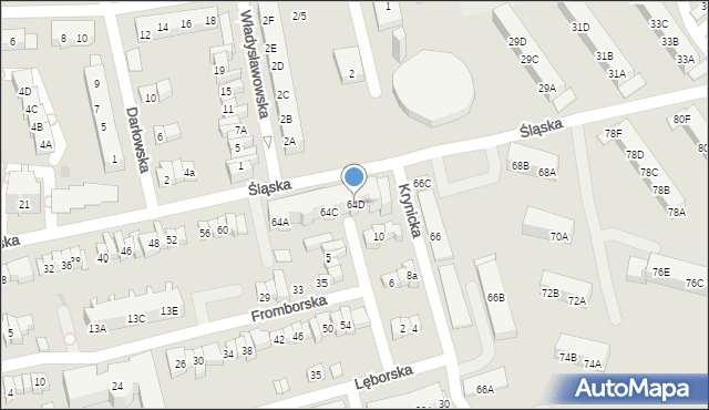 Gdańsk, Śląska, 64D, mapa Gdańska