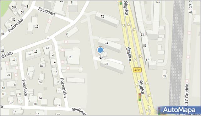 Gdynia, Śląska, 74A, mapa Gdyni