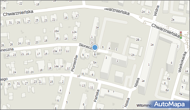 Gdynia, Słoneczna, 5, mapa Gdyni