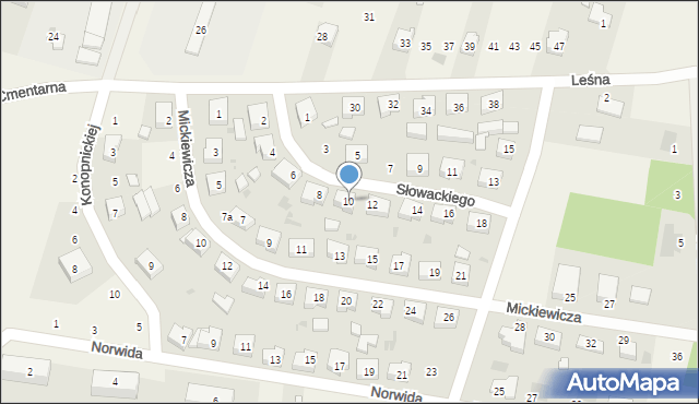 Gidle, Słowackiego Juliusza, 10, mapa Gidle